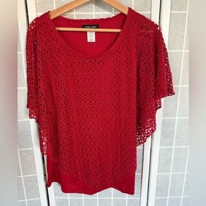 Brody Miles Women's lace dress top, Red, Size Large.